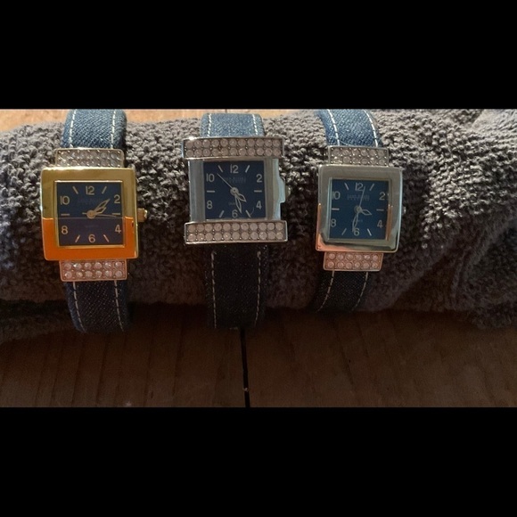 Joan Rivers Rhinestone Denim Watch Set - 3 Piece Collection - Picture 2 of 4